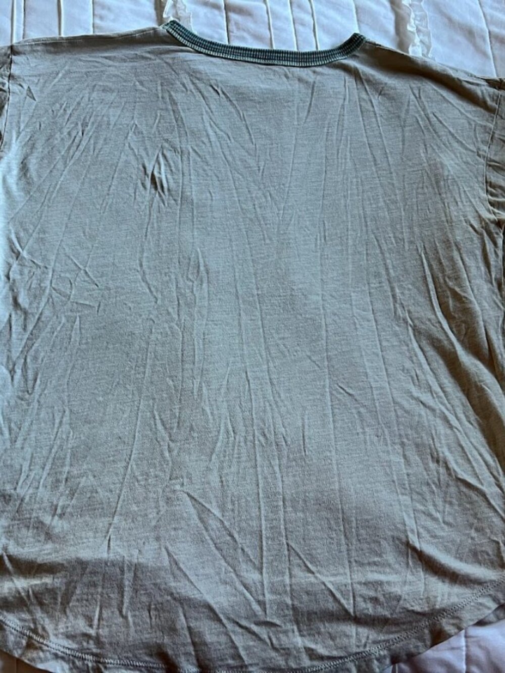 Madewell Size Large Green with Green Ribbed Neckline Short Sleeve Tee - Picture 5 of 5
